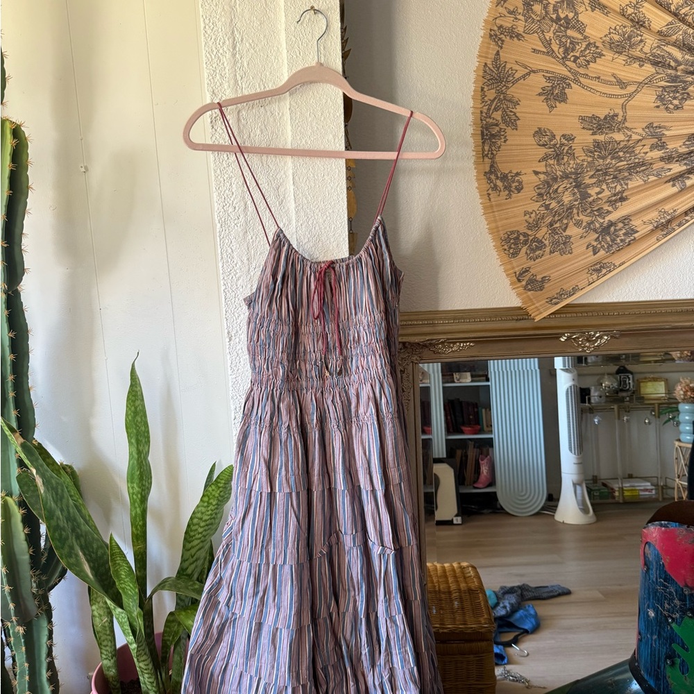 Free People Going Steady Ruffle Sundress NWT Size M Multi Colored Maxi Dress